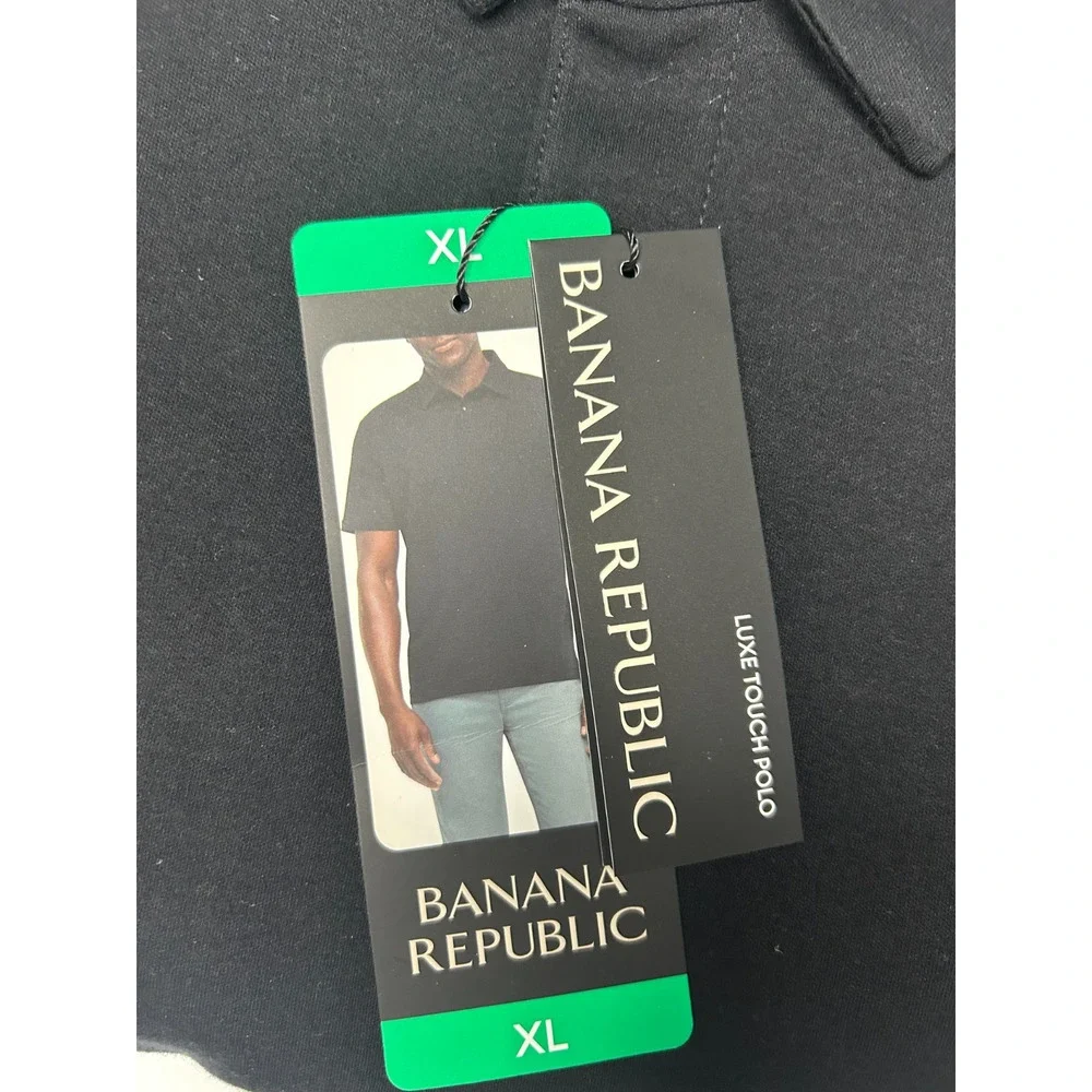 Banana Republic Men's Luxe Polo Shirt, Cotton, Black Size XL